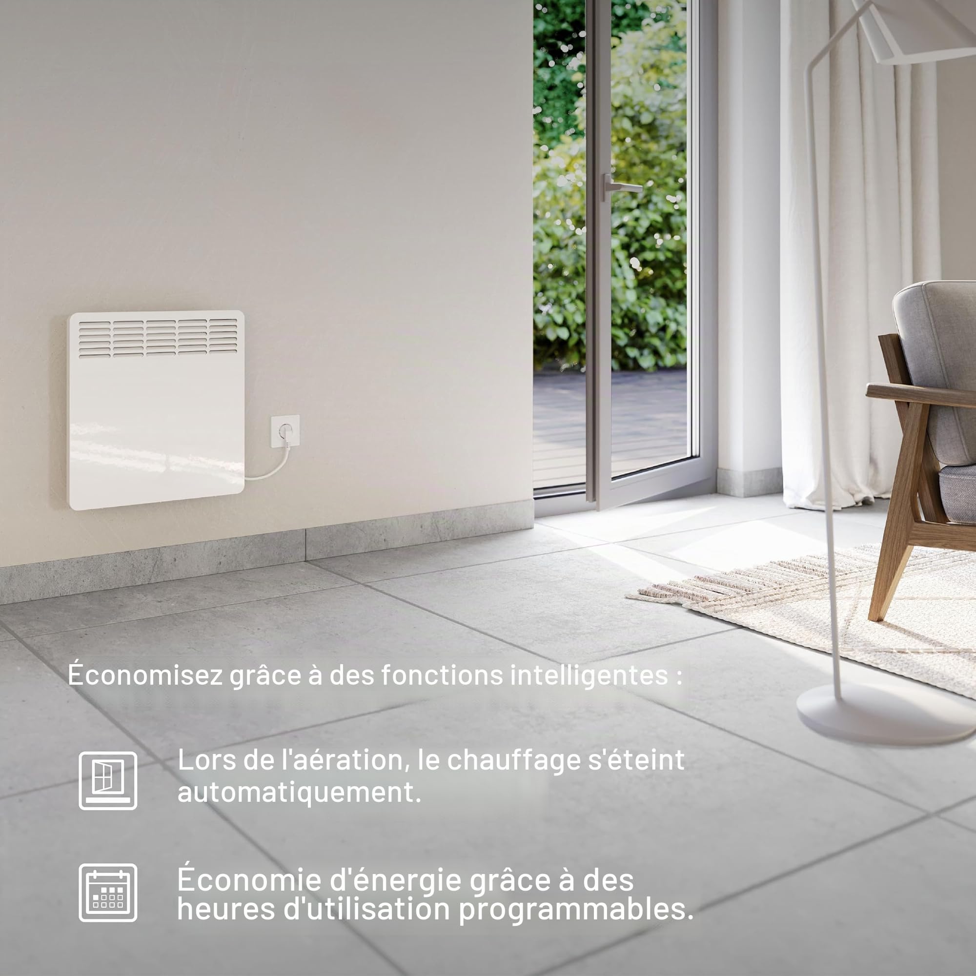 STIEBEL ELTRON Convecteur mural, CNS 150 Trend, 1,5 kW pour env. 20 m², certifié TÜV, écran LCD, minuterie hebdomadaire, chauffage électrique, économe en énergie 236527