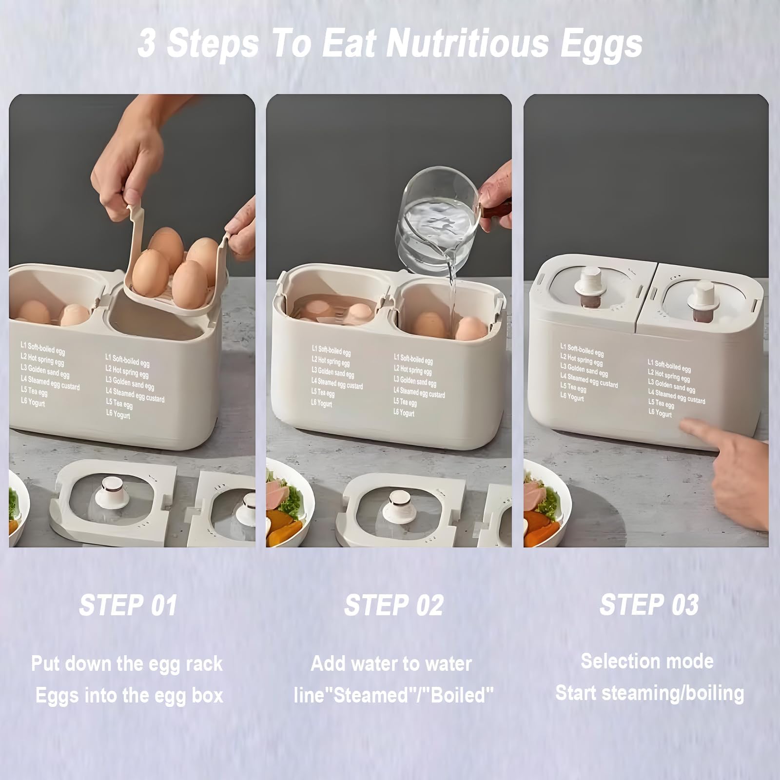 Hervidor De Huevos 550W, Con Capacidad Para 8 Huevos & 6 Modos