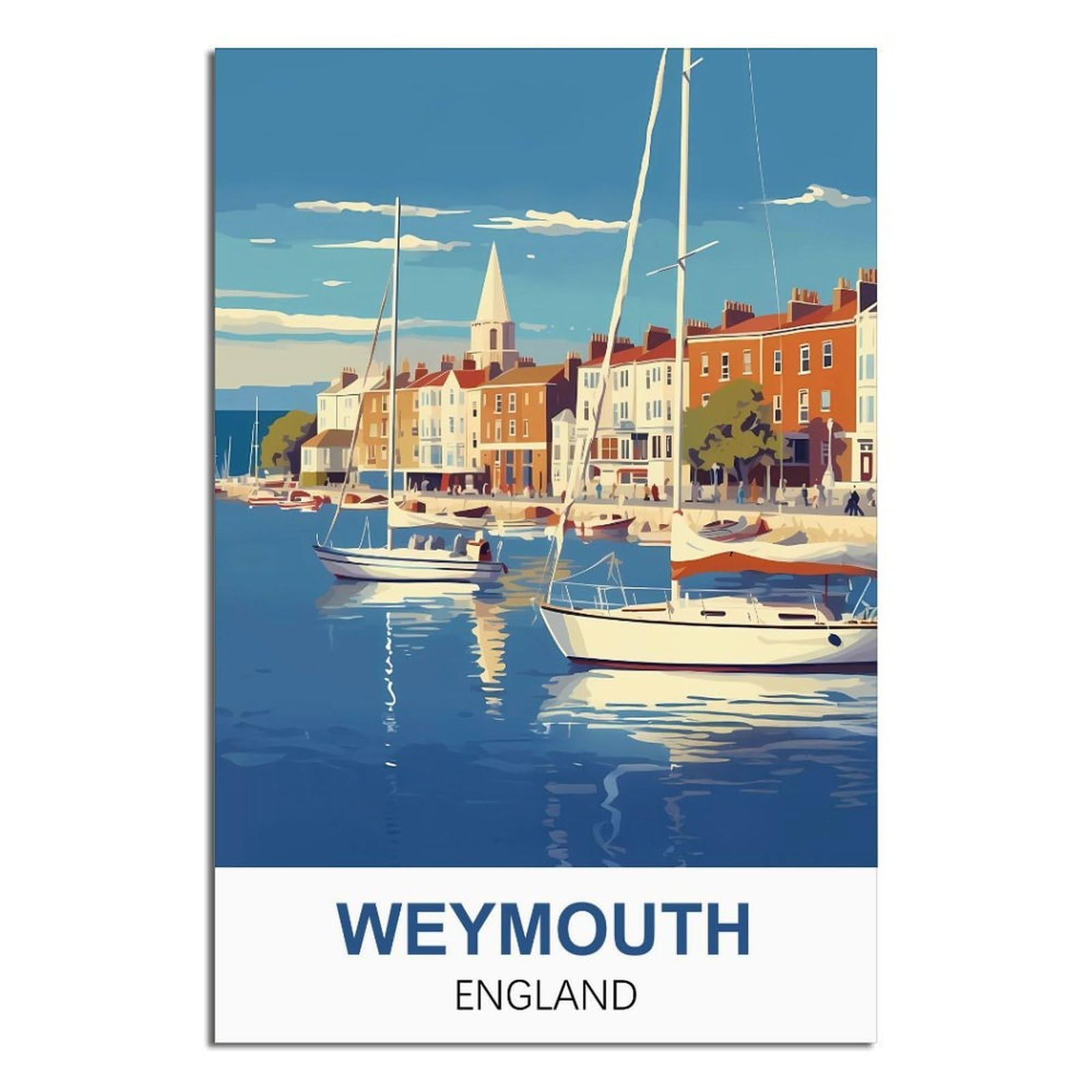 Ipuzou Unframe-Style Weymouth England Vintage Travel Posters 12X18inch(30X45cm) Canvas Wall Decor, Wall Art Posters Prints Paintings Pictures For Living Room