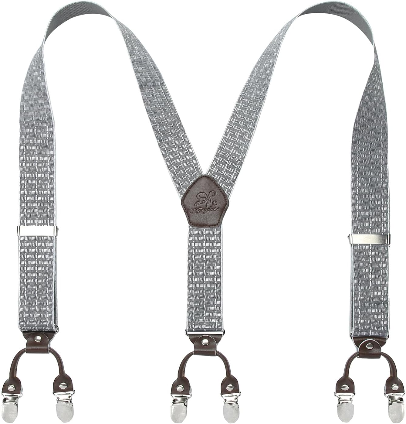 KANGDAI Men's Braces 6 Clips Heavy Duty Men Braces Y Back 20 Colours Durable Elastic Adjustable Braces Strong Metal Clips Braces