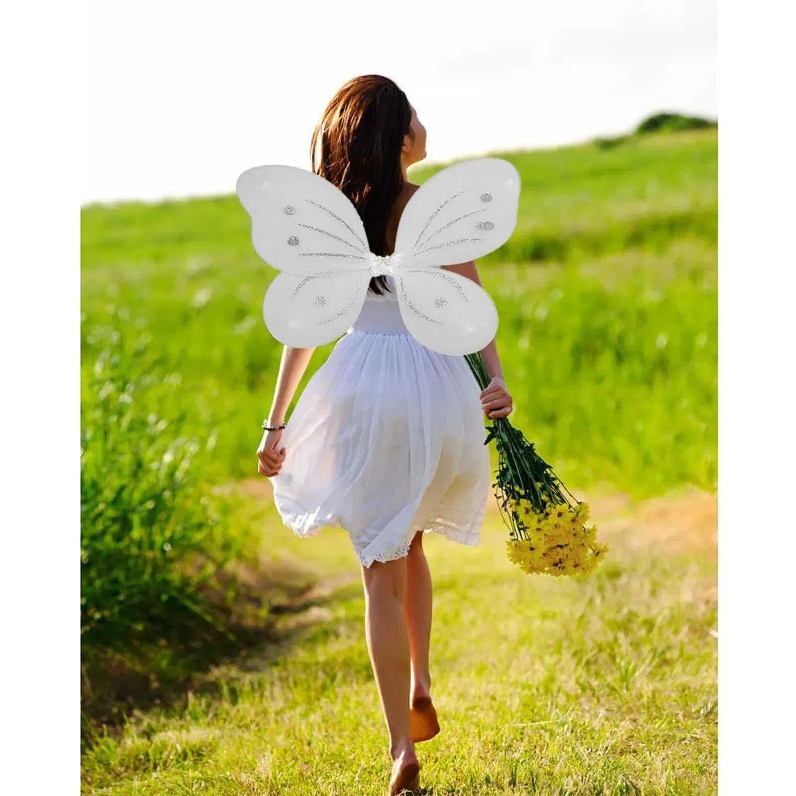 Aunaeyw Ailes De Fée Scintillantes – Blanc Ou Bleu – Taille 60x48 Cm – Bretelles Réglables – Costume Halloween Et Cosplay Enfant/Adulte
