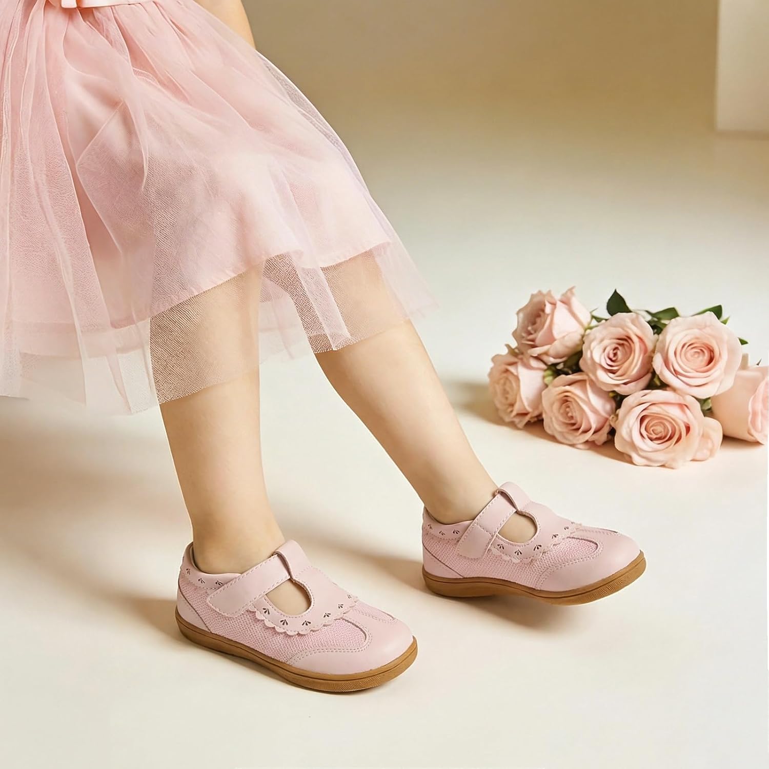 LeIsfIt Toddler Wide Shoes Kids Breathable Walking Shoes Pink Size 8