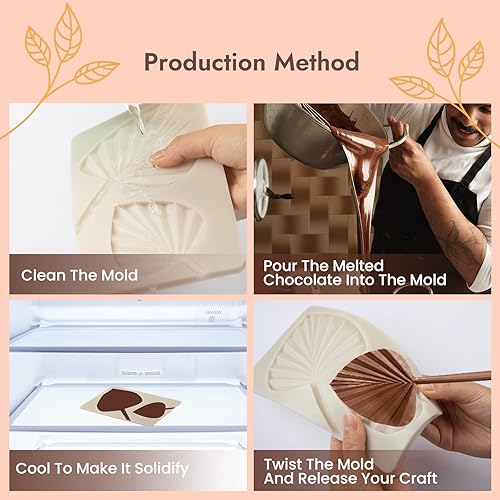 Miniatura 5 de FVVMEED Molde de silicona con forma de hoja de abanico decoración de pasteles gelatina magdalena decoración de caramelo chocolate bandeja de cubitos