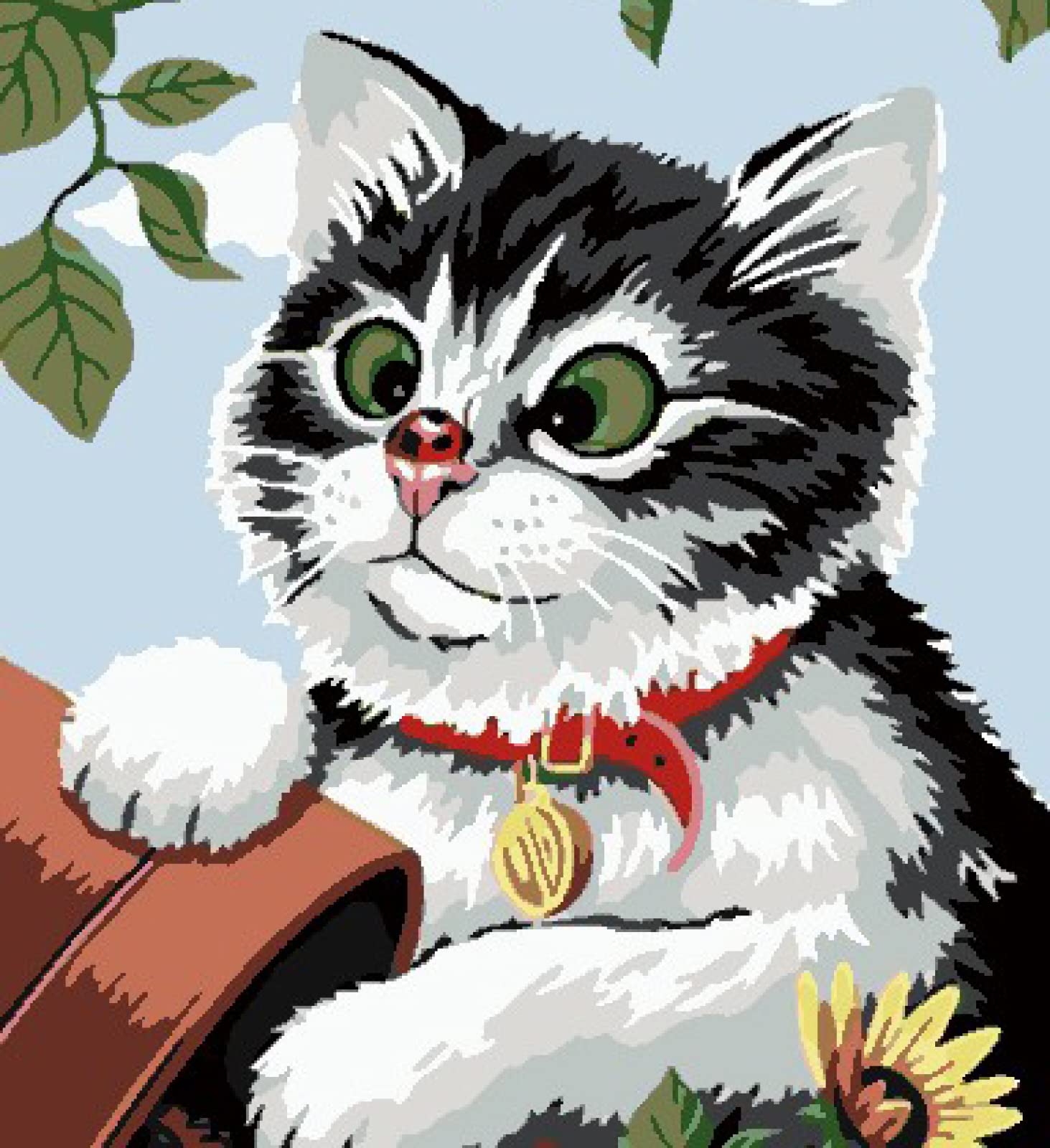 Kit point de croix débutant chaton canevas imprimé 40x50cm - 8