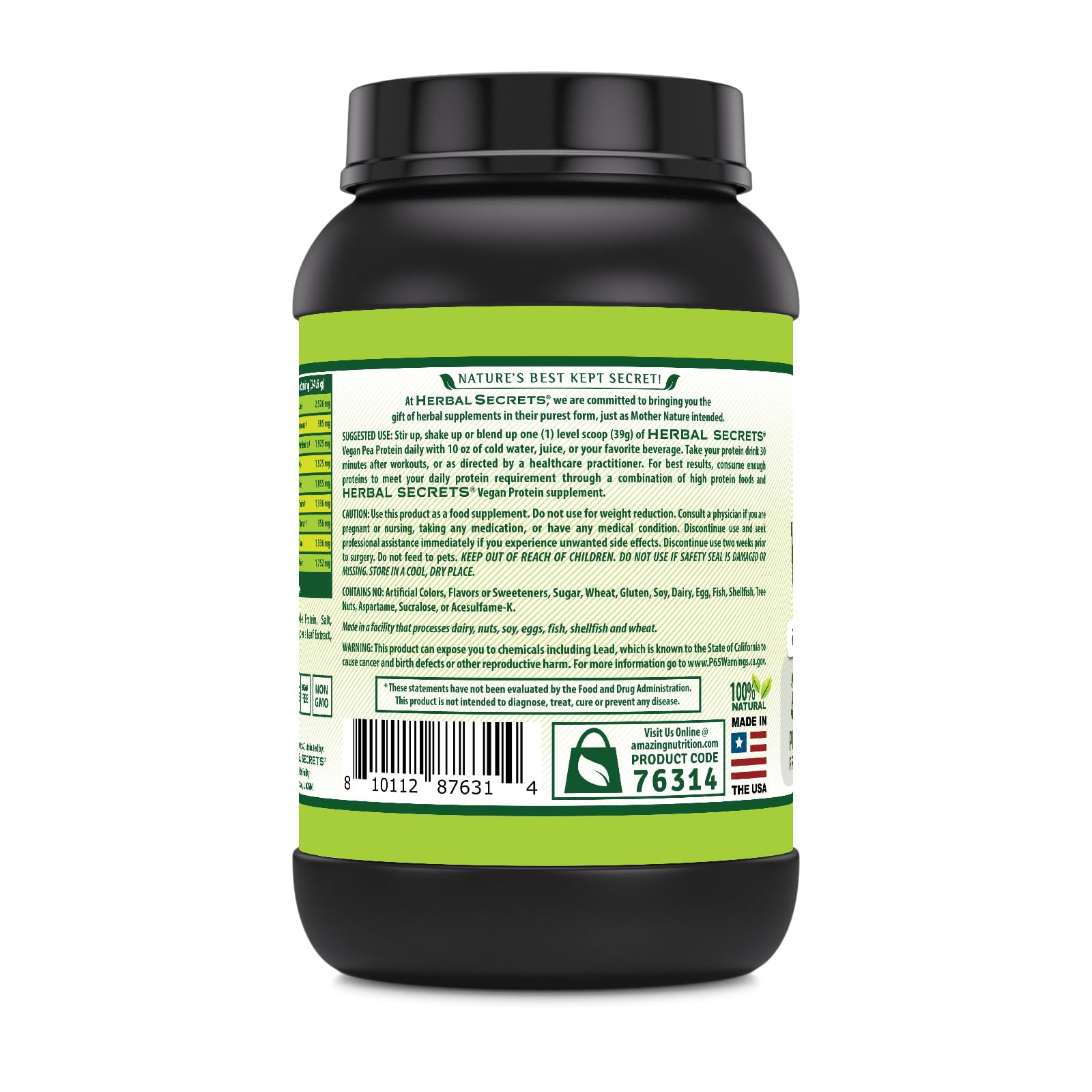 Herbal Secrets Vegan Protein | 28 Grams Protein | 23 Servings | 6.2 Grams BCAA Supplement | Made in USA (2 Lb, Strawberry Banana) — Amazon image 3
