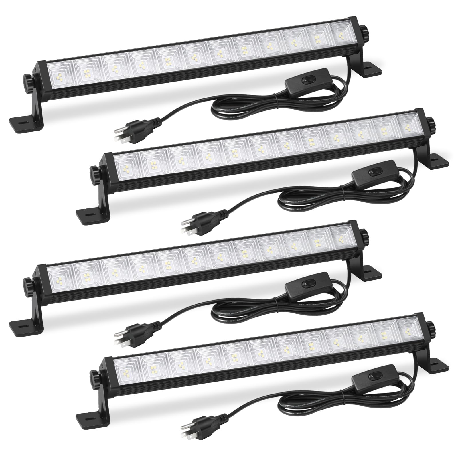 ZHPINGMX 4 Pack 24W LED Shop Light, Plug in Garage Light with 6.5FT Cord and On/Off Switch, 6000K 5400LM Work Shop Lighting for Garage Workshop