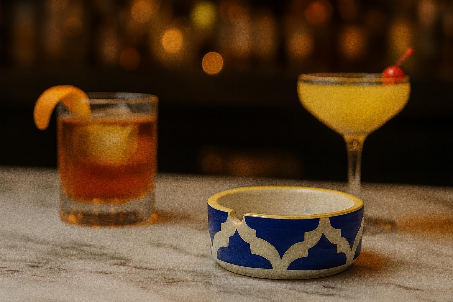 HS HINDUSTANI SAUDAGAR Blue Umrao ceramic ashtray set of 1 handmade easy to clean smoke ash holder for home office bar café restaurant hotel & tabletop indoor décor gift for men women & bachelors