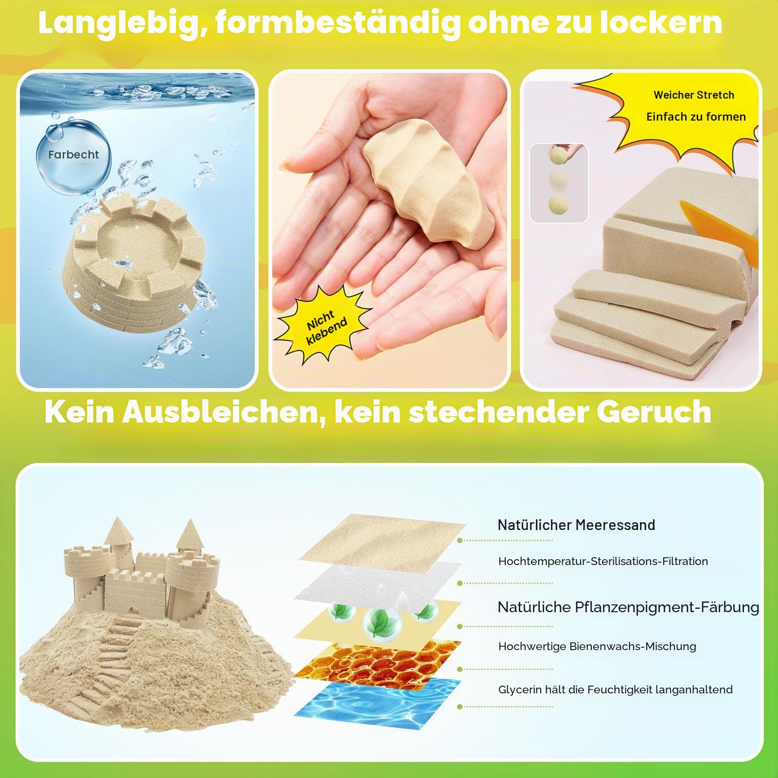 CROSOFMI Magic Sand Für Kinder Set Spielsand Faltbarer Sandkasten für Jungen Mädchen 3 4 5 6 7+ Jahre Alt