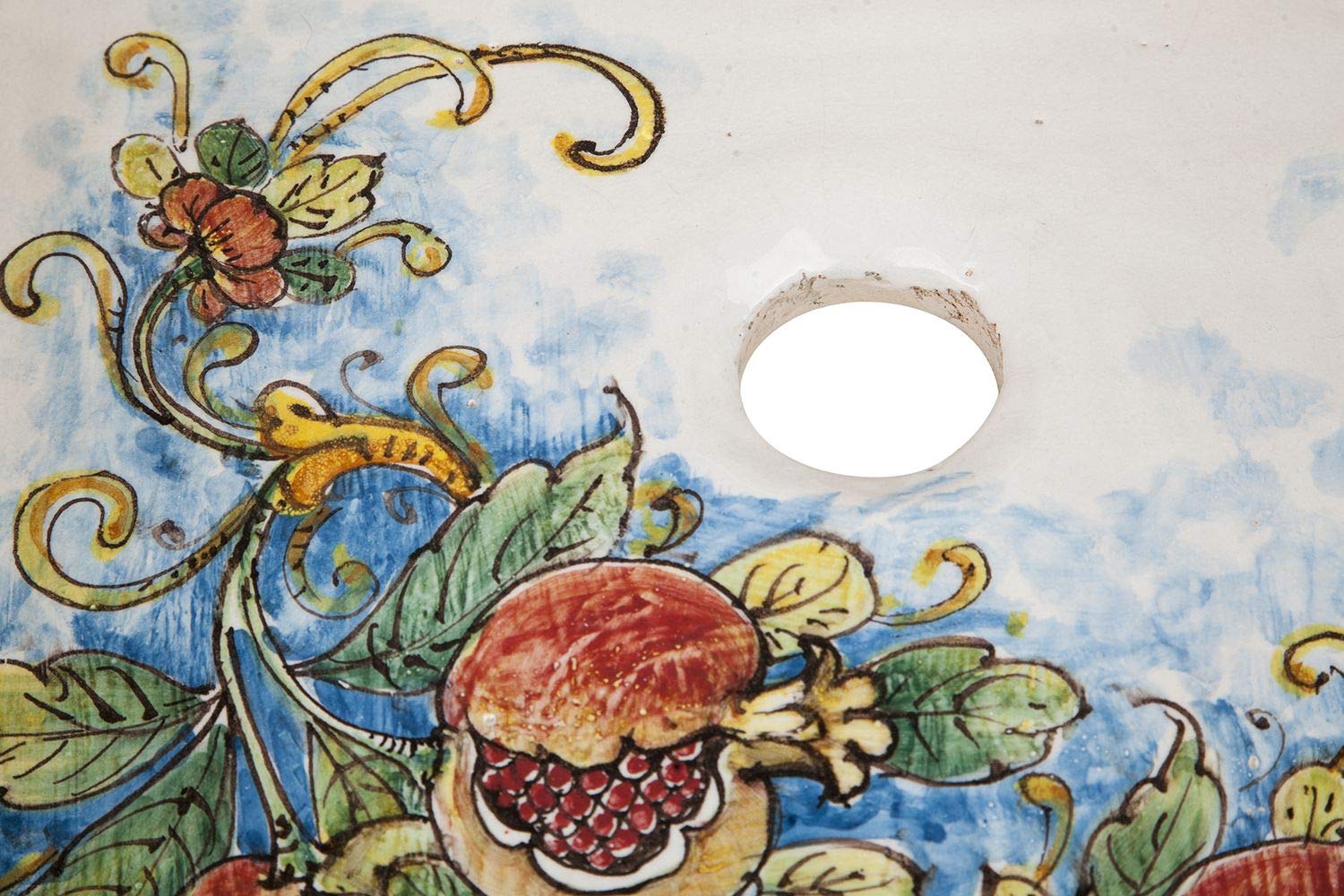 Lavabo ceramica siciliana Terra - Lavello da cucina quadrato da incasso, Un Lavabo da cucina colorato fatto a mano da cucina | Lavello da cucina in ceramica siciliana dall'Italia 42 x 42 cm