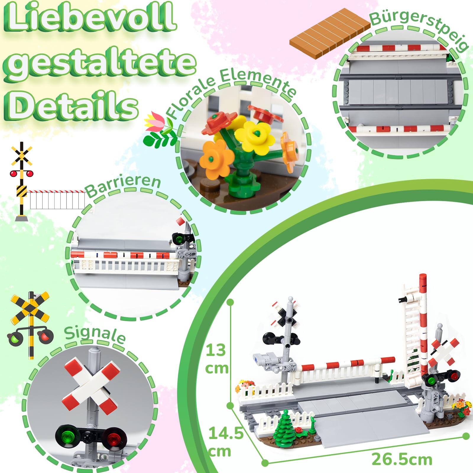 Cabeeskii Passaggio a Livello Cittadino con Barriera & 2 Binari – Accessorio per Modellismo Ferroviario | Compatibile con i Marchi Principali