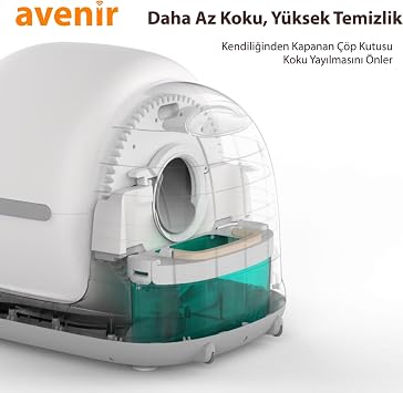 AVENİR AV-CB02W Smart Automatic Cat Toilet, 75lt Hopper, 7lt Litter bin, Weight sensor + Sieve Sand Mat with Gift (Grey), App Control Odorless Sand Container
