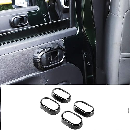 JeCar Cubierta de mango de puerta interior y juego de ajustes para Jeep Wrangler JK Unlimited de 4 puertas 2007-2010, accesorios interiores de fibra