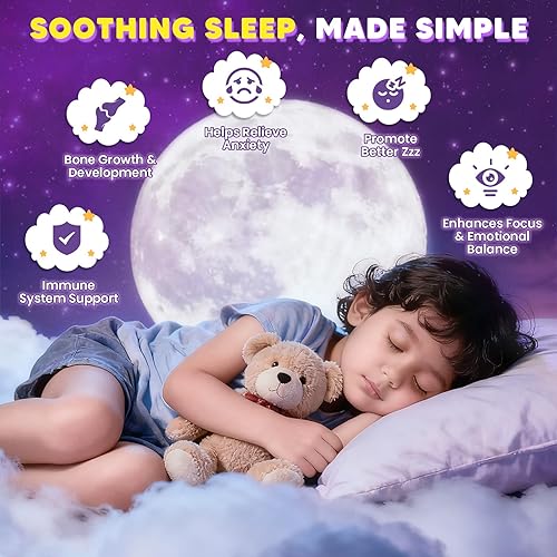 Miniatura 6 de Gomitas de glicinato de magnesio 400200 mg para niños y adultos, sin melatonina para dormir, suplemento de magnesio con manzanilla, lavanda,