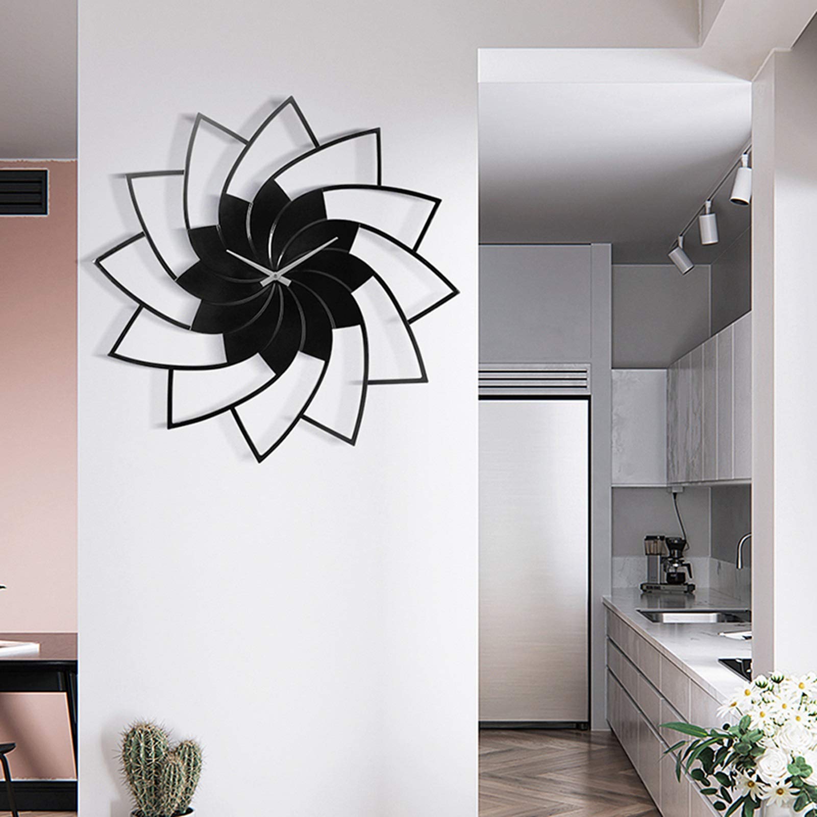Relojes de Pared Que Funcionan con Baterías sin Tarea Nórdica Moderna Personalización de la Moda Creativa Decoración de la Sala de Estar Black Metal Relojes de Cuarzo