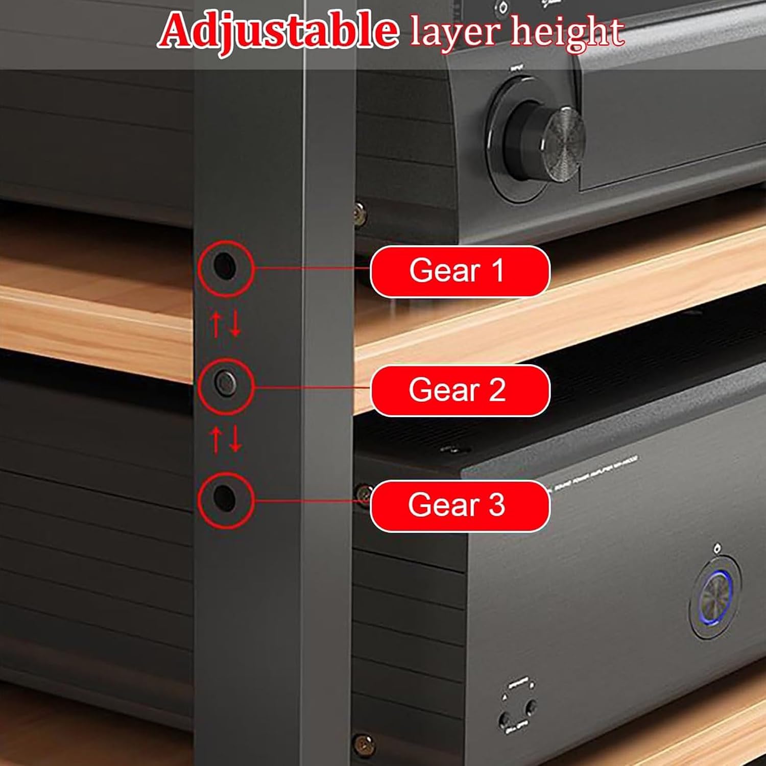AV Media Stand Open Stereo Rack Storage Cabinet Corner Shelf Modern Audio-Video Shelving Unit for Recording Room, Office, Theater and Home(Black,68cm/27.6in)