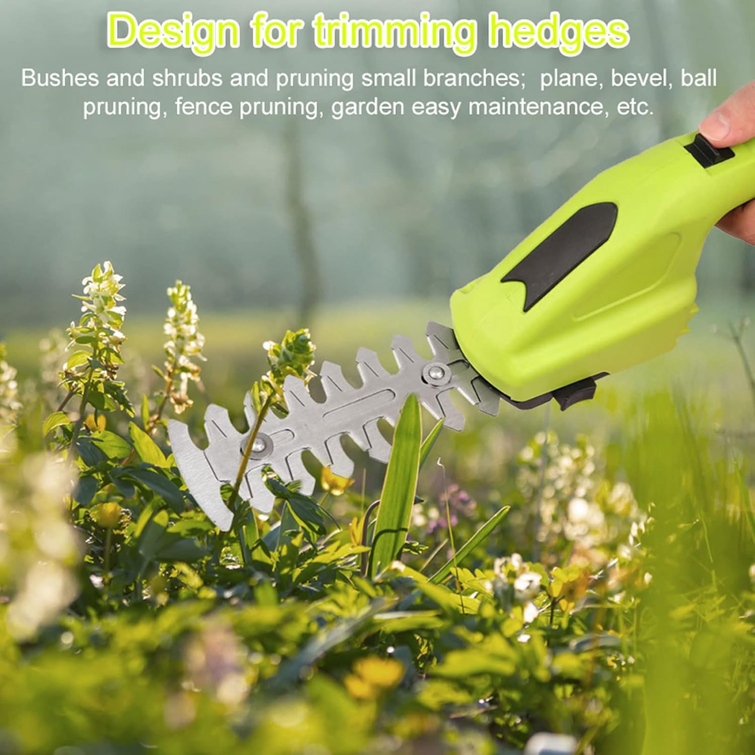 Cordless Grass Shear & Shrubbery Trimmer, Grass Trimmer, 3.6V Light Duty Handheld Grass Shears Power Hedge Trimmers