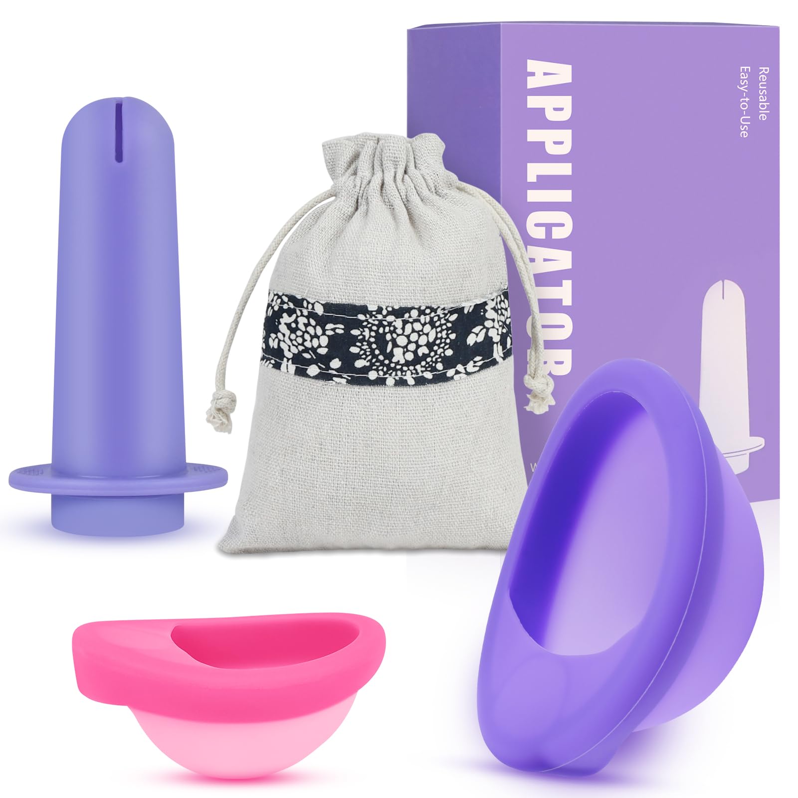 Dischi Periodici Riutilizzabile, 2 Pezzi Disco Mestruale(S+L), Coppa Mestruale in Silicone con Applicatore, Che Può Essere Facilmente Rimosso, per Donne Sport Attivi, Nuoto, a Prova di Perdite