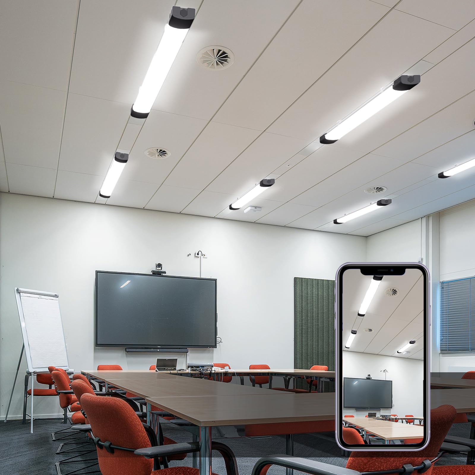 Modlicht Lampa LED do wilgotnych pomieszczeń, 60 cm, 18 W, 5000 K, zimna biel, 1980 lumenów, ultracienka, sufitowa, płaska, wodoodporna, IP65