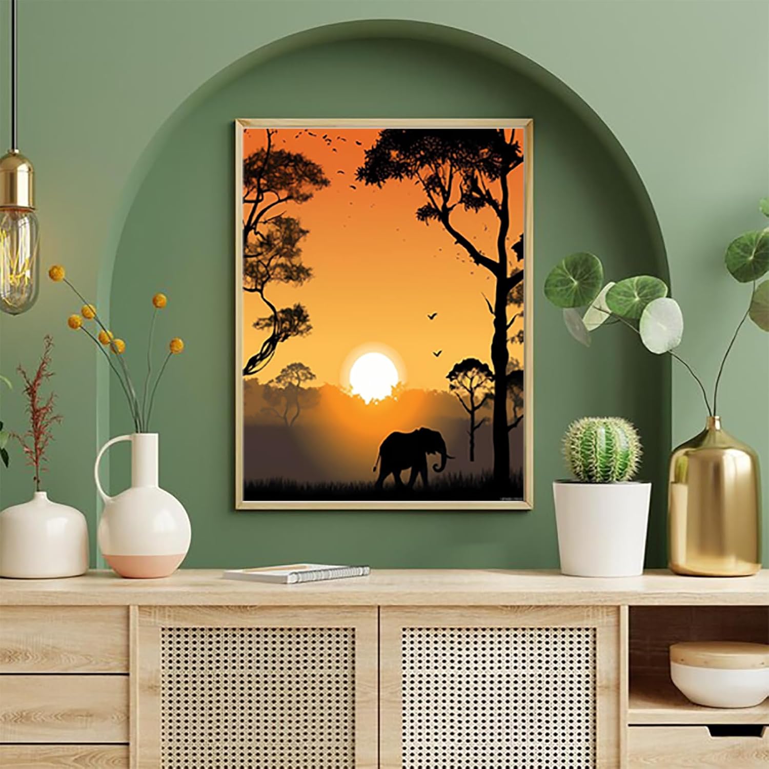 UPABLUNSO 5D African Elephants Diamond Painting Kits for Adults, Wild Animal DIY Full Round Drill Gem by Number Kits Arts and Crafts for Home Wall Decor Gifts 12x16 inch