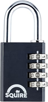 Squire Combination Small Padlock Locker Lock Combi 40 - Tough Steel Shackle - 4 Wheel Combination Padlock Travel Lock for Home, Shed, Garage, Gym Locker & Luggage Black, 40 mm