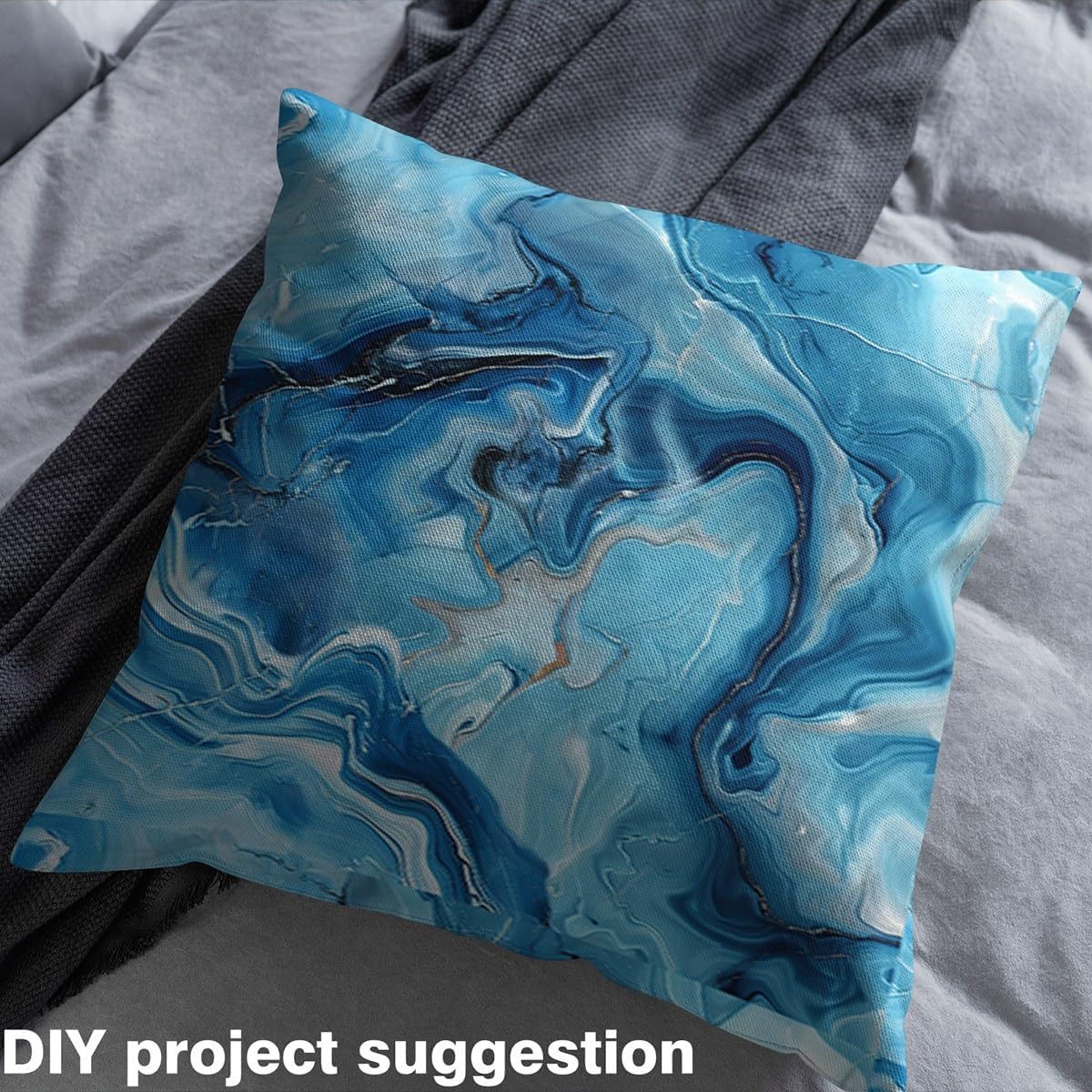 Erosebridal Blue Marble Fabric, Bule Marbling Upholstery, Boho Hippie Fluid Fabric for Upholstery Home Accent, 2 Yards