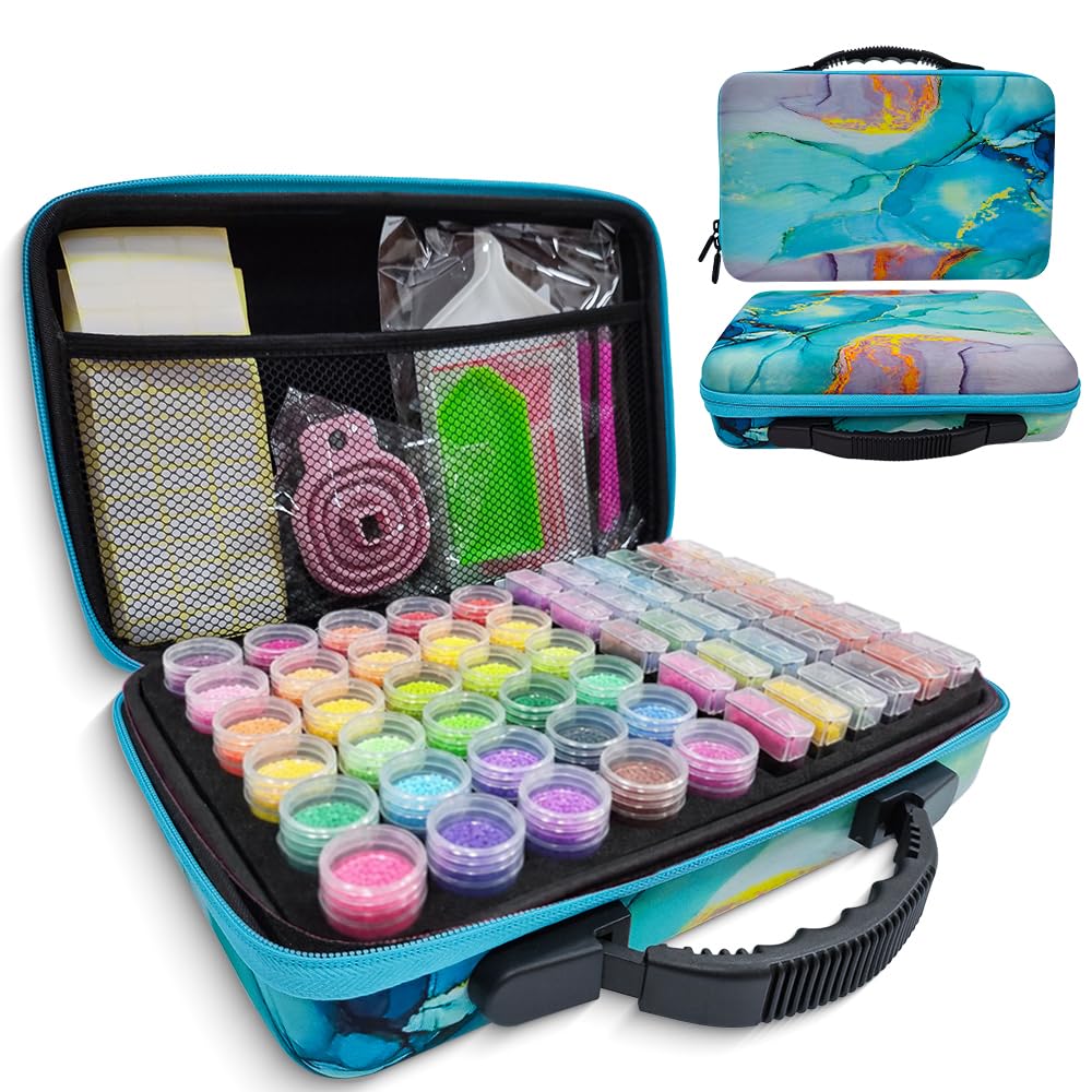 Mallette peinture diamant 60 pots verte pour ne plus jamais perdre vos perles
