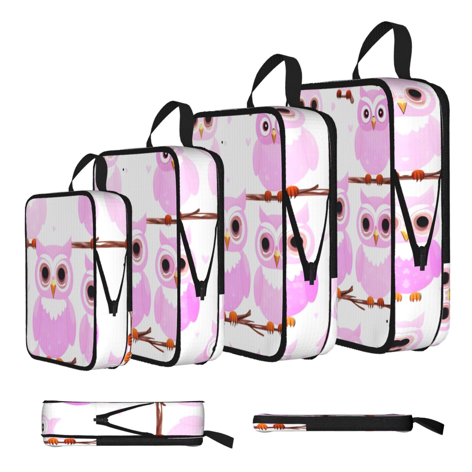 Sxzvvbn Black Cute Owl Compression Packing Cubes 4 Piece Set