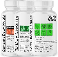 Vista 1 de Youth & Tonic Thermogenic Corti Thermo Shape 15 Day Colon Cleanser & ACV Detox para desintoxicación de energía y metabolismo 90 pastillas