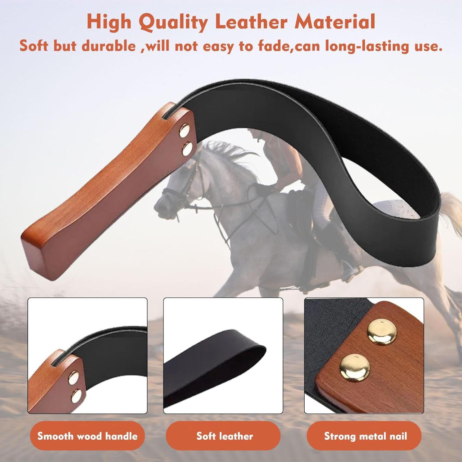Paddle in Pelle con Manico in Legno Antiscivolo, Equitazione Crop per Cavalli, Equitazione Crops