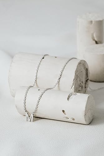 Miniatura 6 de Collares con iniciales para mujer, delicado collar de letra plateada con nombre personalizado con monograma, collar simple y lindo con inicial para