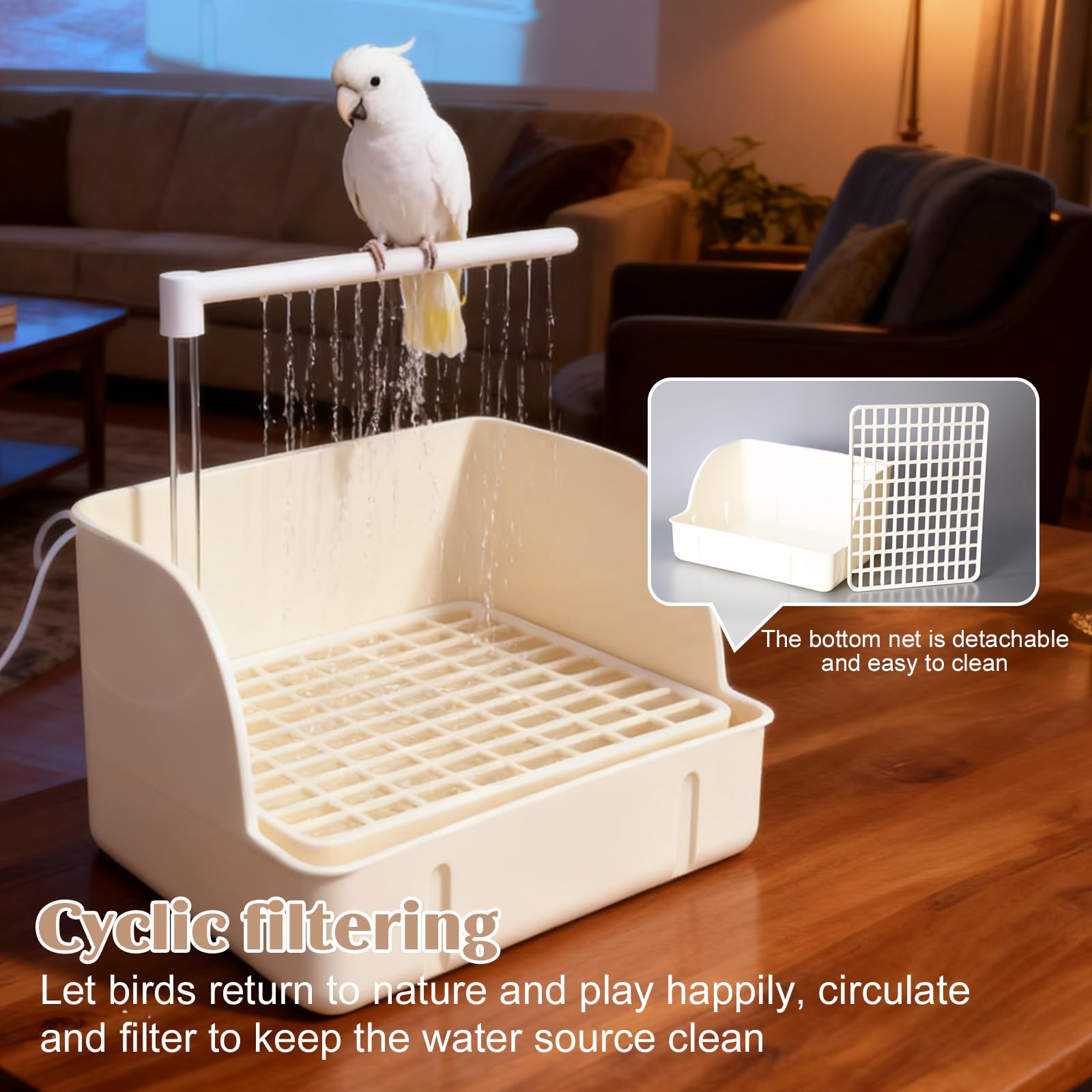 Ducha para pájaros, periquito, bañera con tubo de doble fila y 26 salidas de agua, jaula de baño para pájaros, ducha multifuncional con varios grifos para loros y pequeños