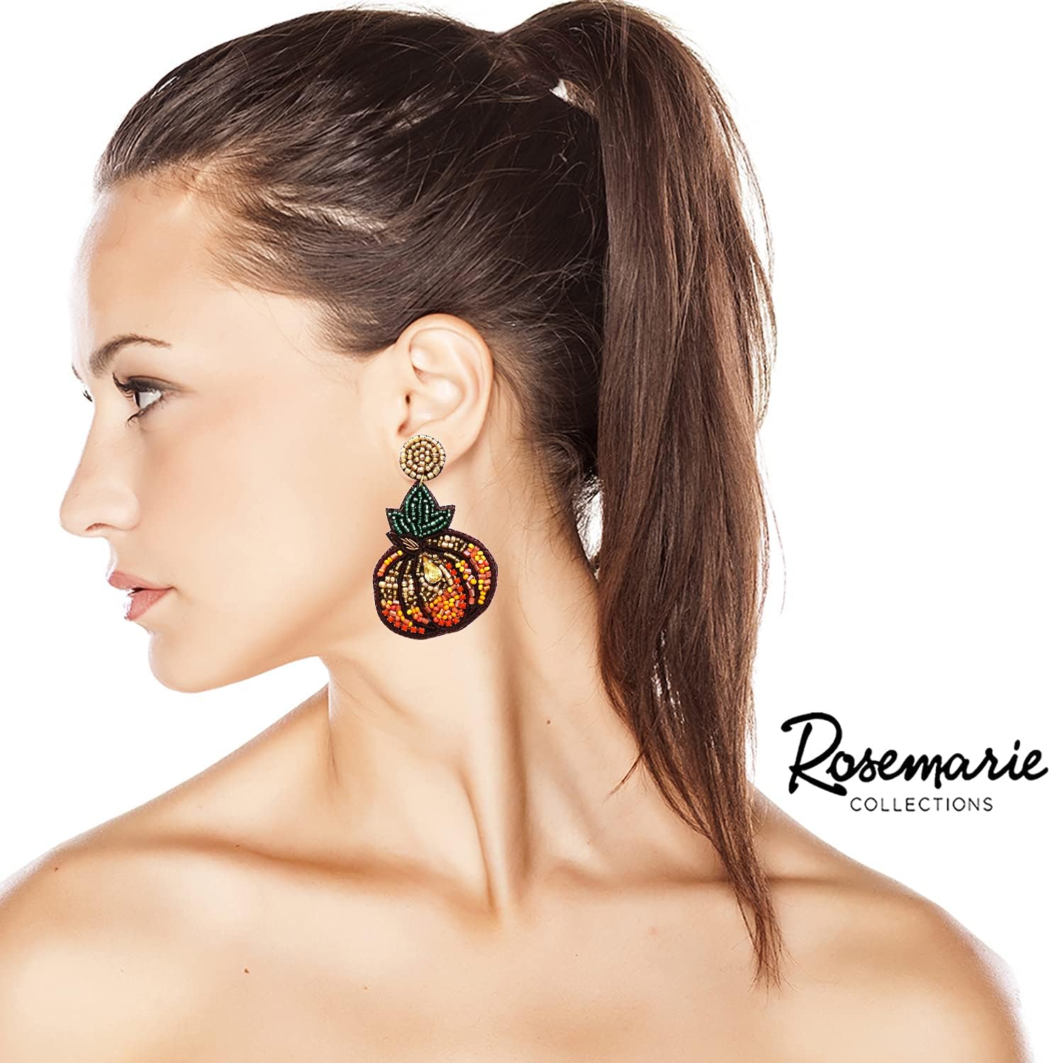 Rosemarie & Jubalee Women's Gobalicious Decorative Seed Bead Thanksgiving Turkey In A Pilgrim Hat Earrings