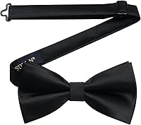 HISDERN Pre-Tied Bow Ties for Men - Adjustable Satin Formal Tuxedo Bowtie for Wedding, Business, Party (Classic Solid Colors)