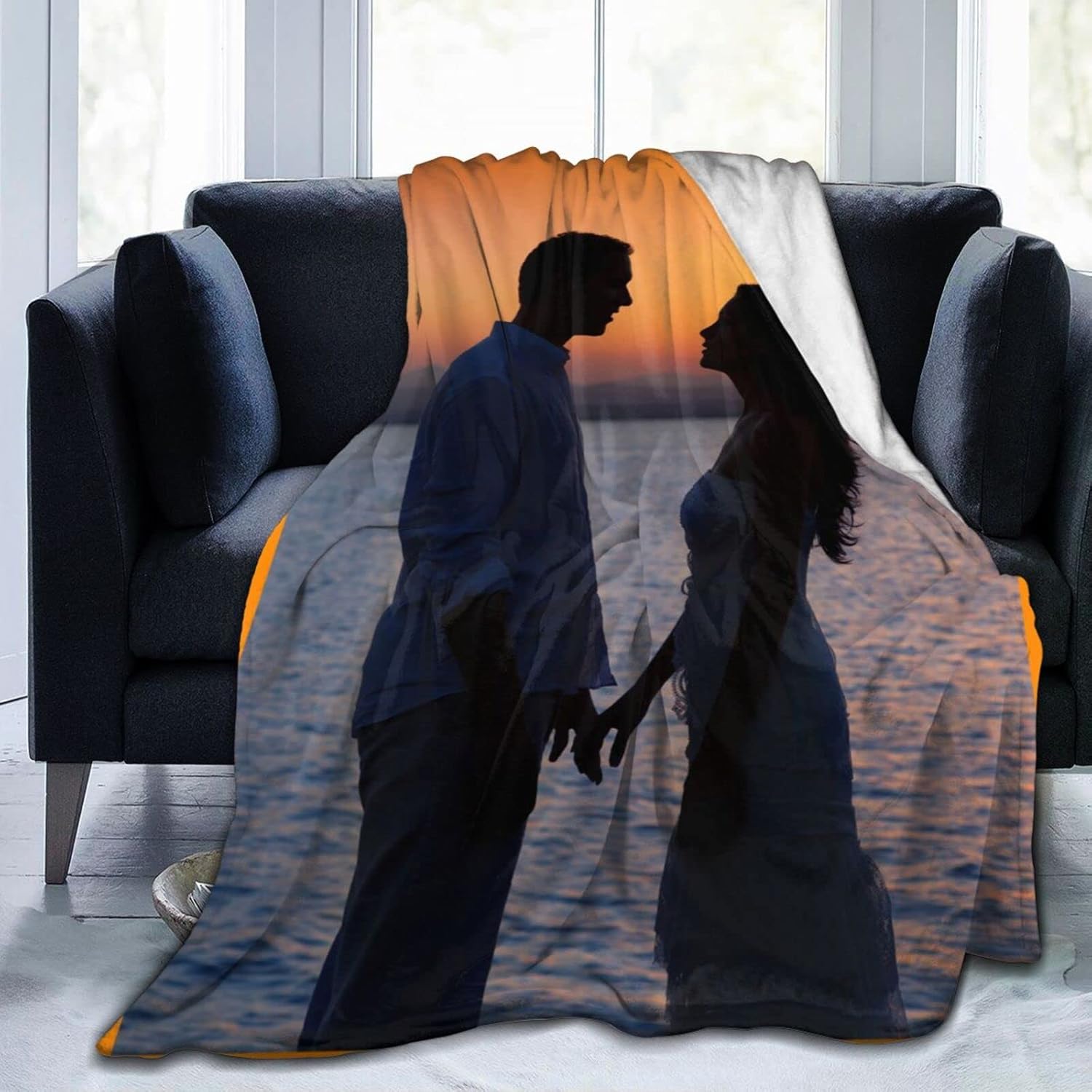 Personalized Throw Blanket Custom Blanket with Photo Collages Customized Blankets for Family, Friends, Dogs or Pets, Used as Souvenirs and Gifts, 1 Photo Collage, 51X79 inch