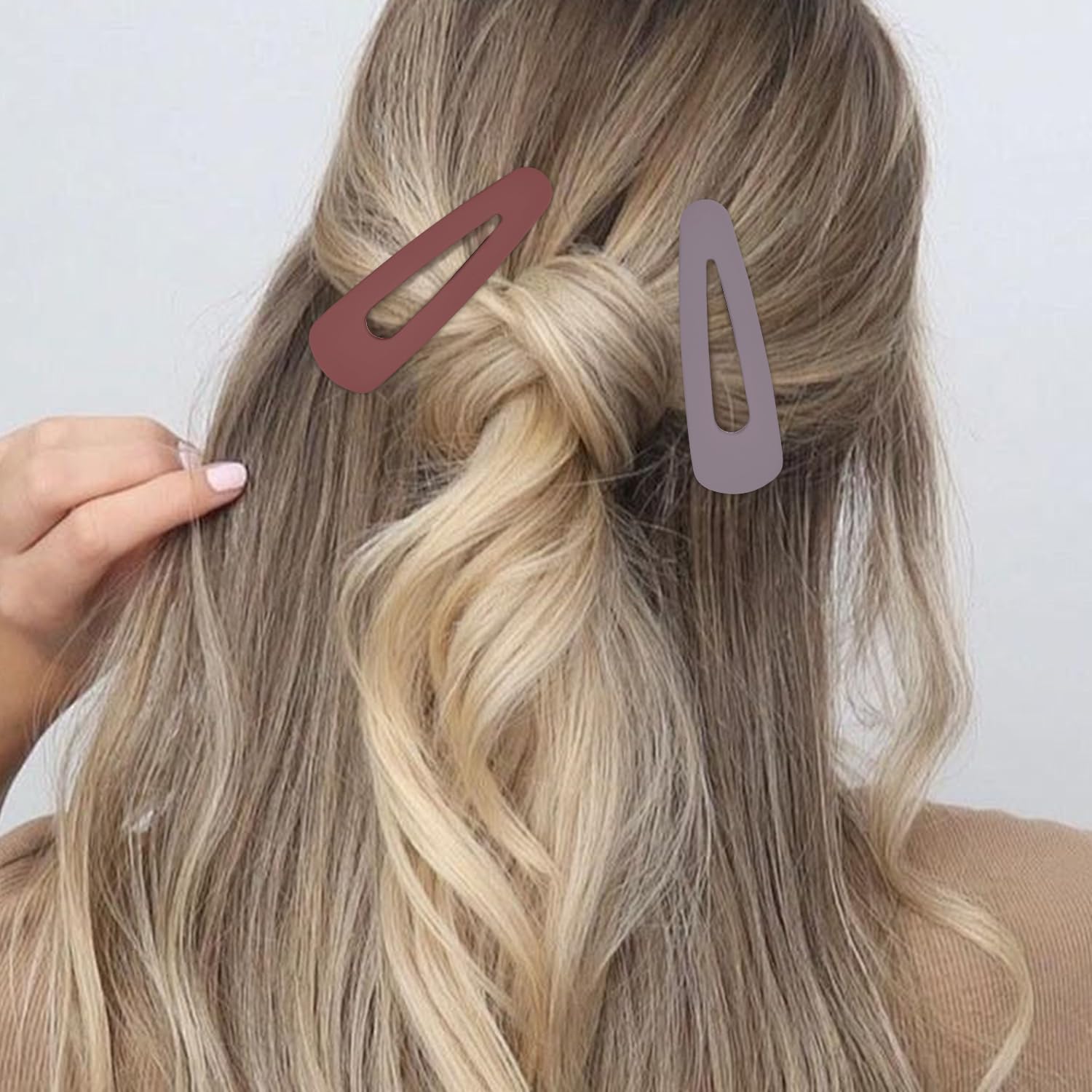 6PCS Large Matte Red Snap Hair Clips for Women, 3.5 Inch Acrylic Metal Barrettes for Thick Hair, Half-Up Styles & Everyday Wear