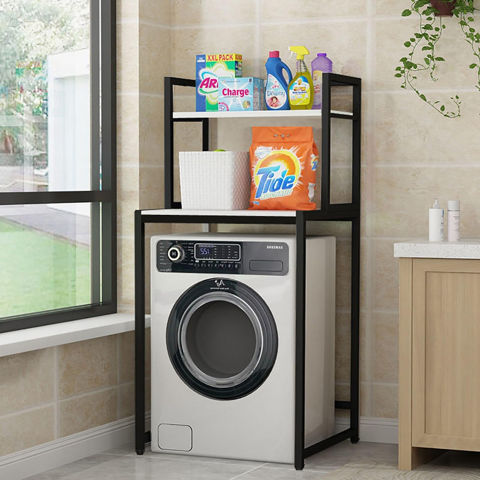 Étagère de rangement pour machine à laver 2 couches modèle E 70cm pour toilette