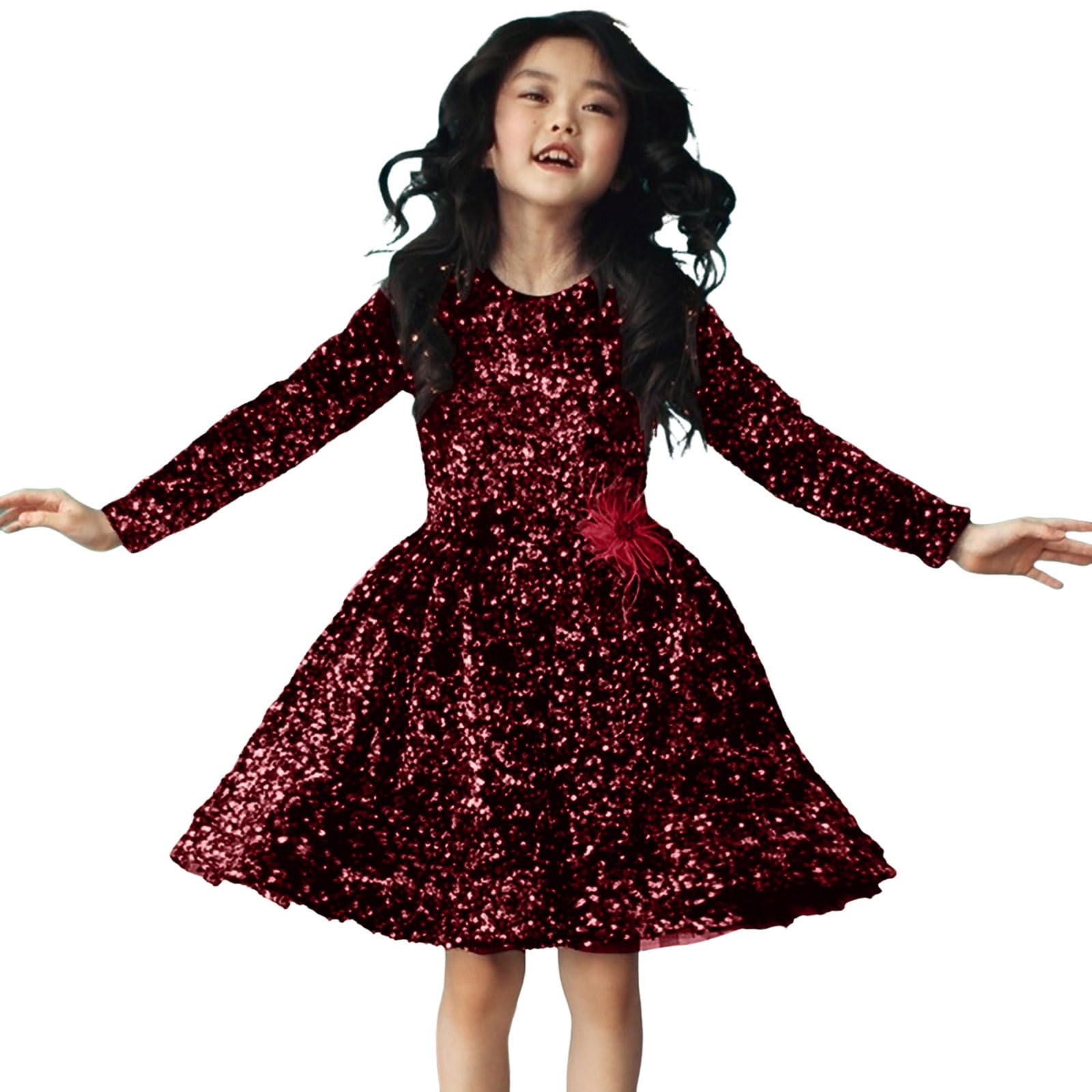 Generisch Vestido de princesa para niña, bonito vestido de fiesta de lentejuelas con purpurina, vestido formal para fiestas, ocasiones festivas