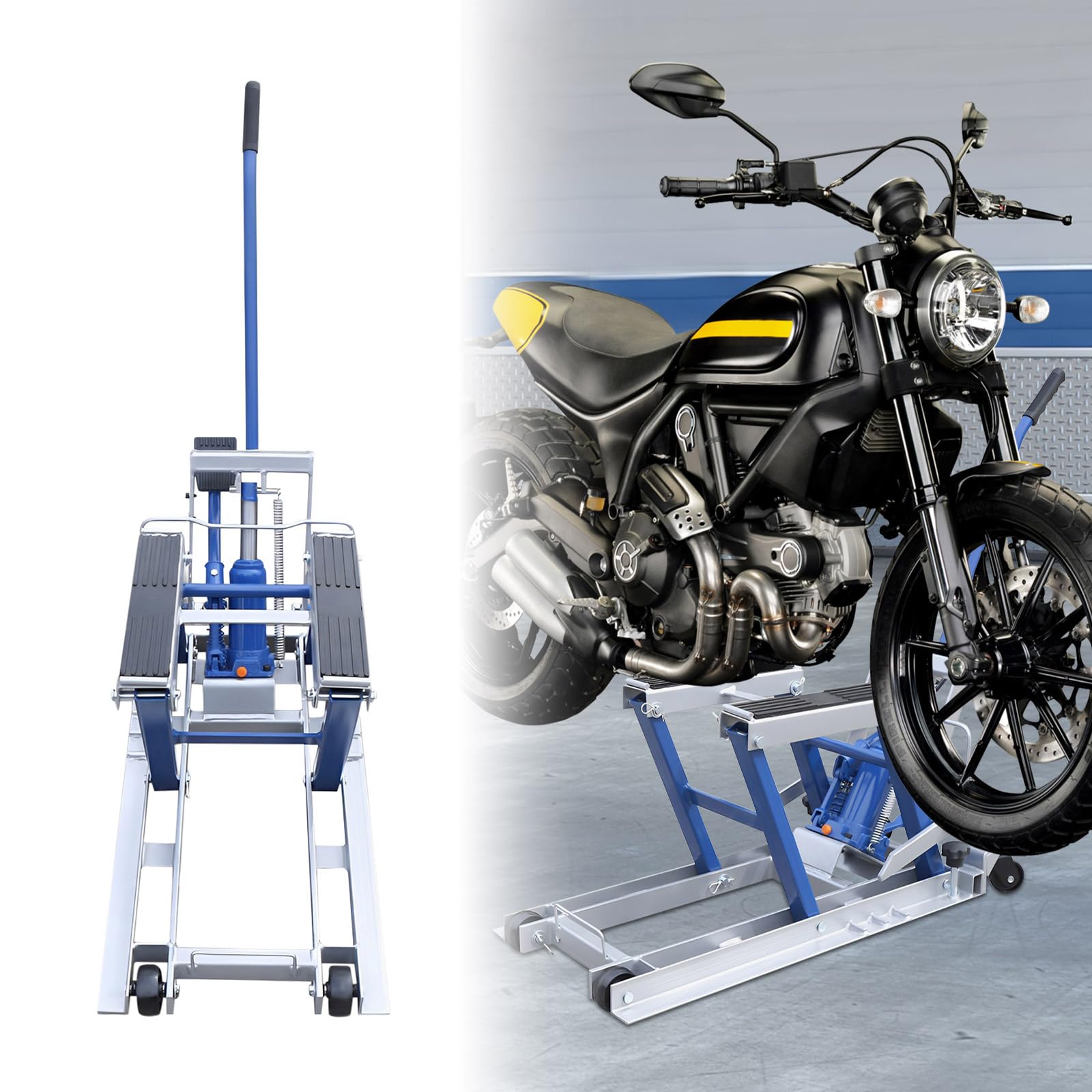 Sollevatore per Moto 680 kg 12-38,7 cm Altezza Regolabile Blu Argento