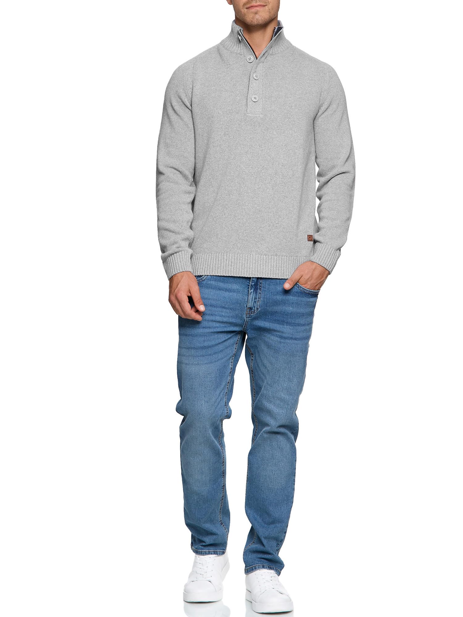Indicode Herren INIsalu Strickpullover aus 70% Baumwolle mit Stehkragen