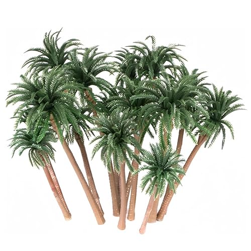 15-Pack Miniature Palm Trees | 4-6.3” Tropical Coconut Model Trees