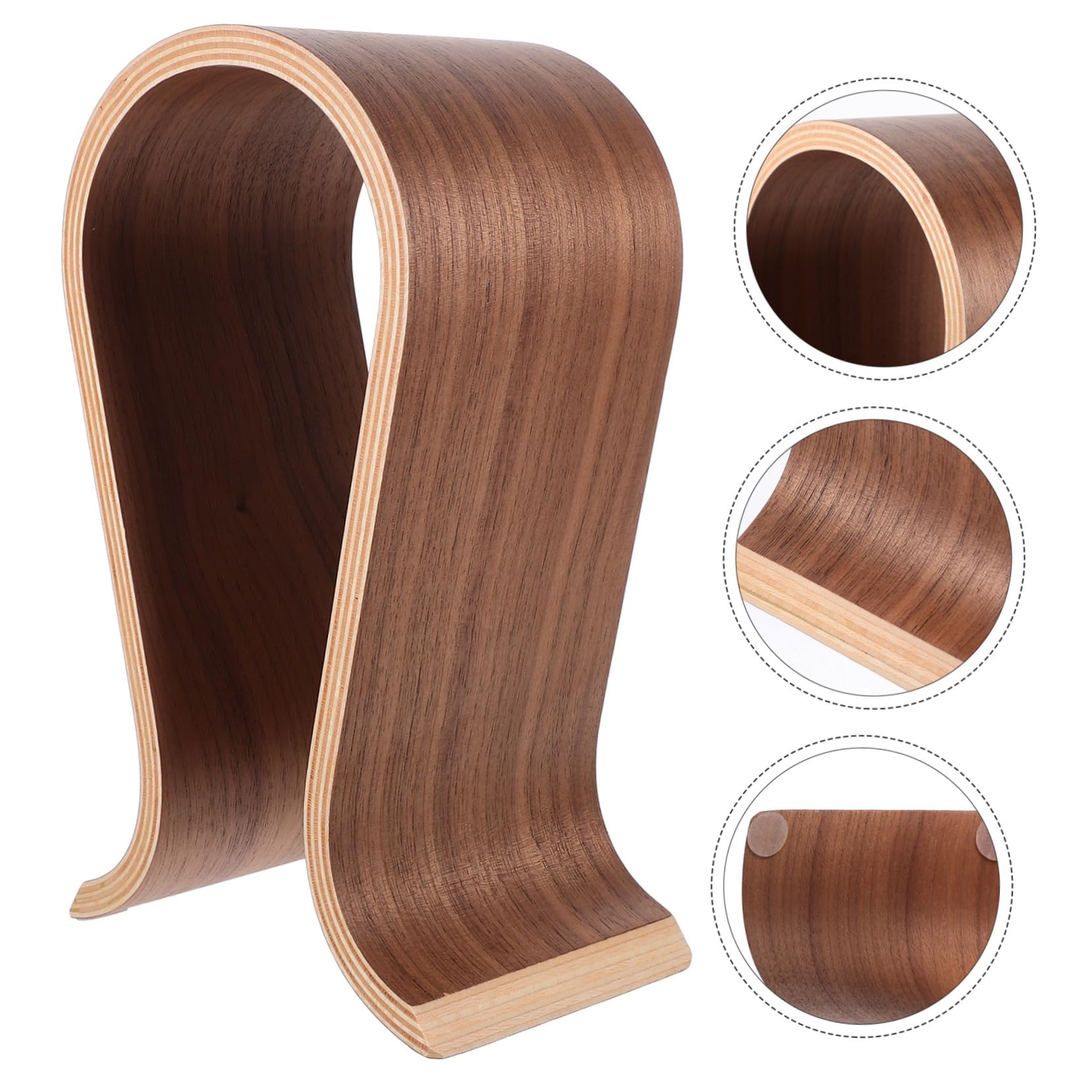 SHINEOFI Supporto per Cuffie U in Legno Stand per Cuffie da Tavolo Espositore per Auricolari Compatibile la Maggior Parte dei Modelli
