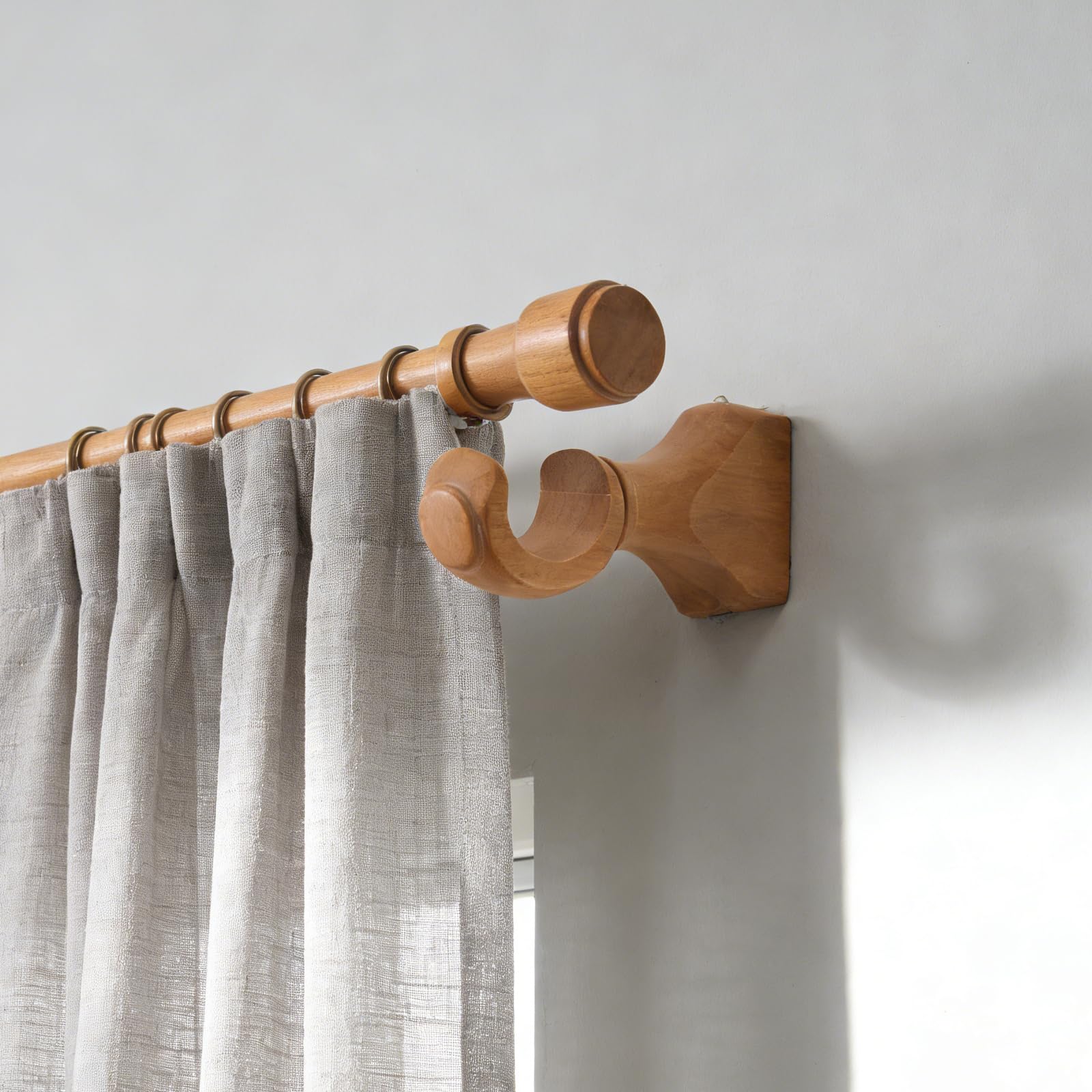 2 supporti per bastone per tende, in legno, 35 mm, montaggio a parete e a soffitto, per camera da letto, stabile, per soggiorno e studio