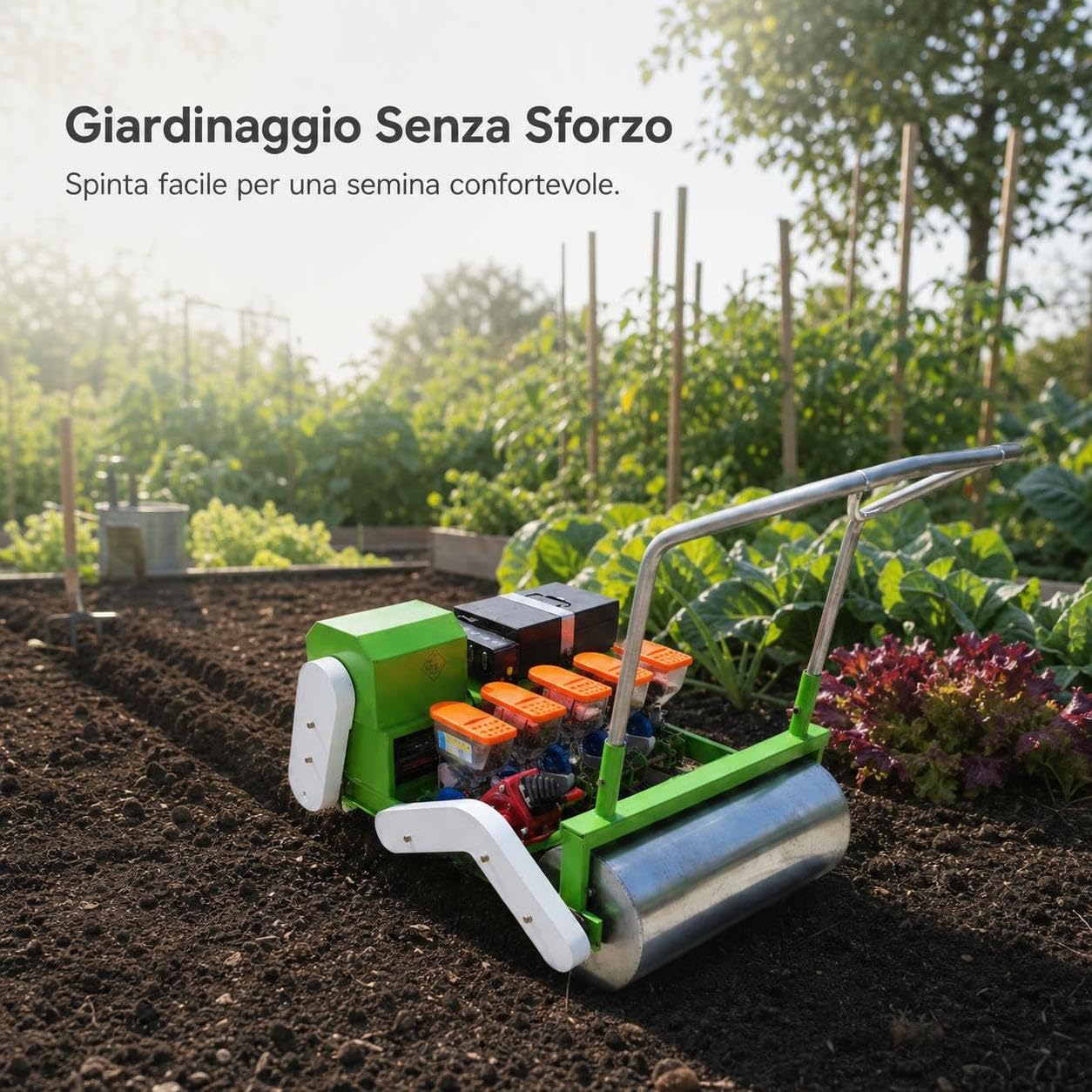 per orto manuale di precisione, Attrezzo a spinta per giardinaggio, per professionisti, Seminatrice a spinta manuale a due file