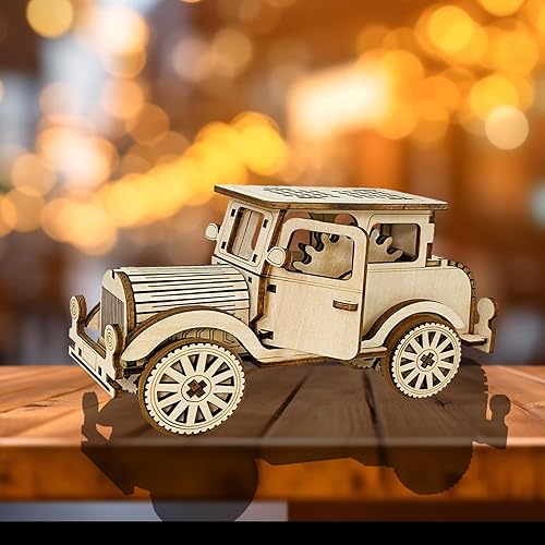 Miniatura 7 de Wetufin - Rompecabezas de madera 3D para adultos, rompecabezas de madera 3D estilo coche vintage, regalo para Navidad, amigos, familiares, familias,