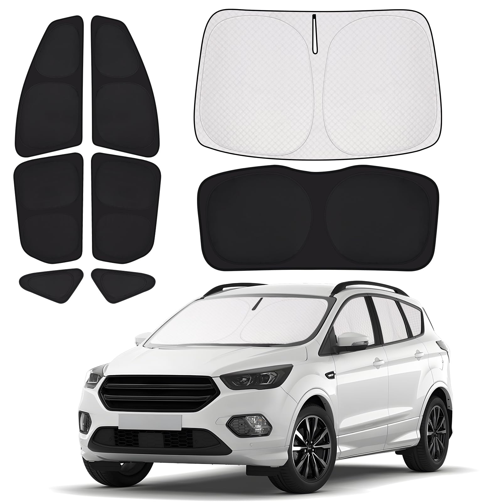 ZATOOTO Sonnenschutz Auto Geeignet für Ford Kuga 2020-2024, Sichtschutz Auto für Frontscheibe, Seitenfenster und Heckscheibe, Vollständiger Satz Wärmeisolierung und Privatsphärenschutz