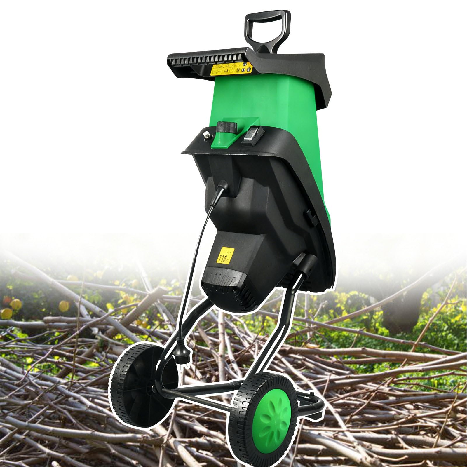 Trituradora De Madera Y Trituradora De Jardín Eléctrica De 2400 W, Corta Ramas De hasta 4 Cm De Grosor, Incluye 2 Juegos De Cuchillas Y Bolsa De Recolección De Residuos De 50 L