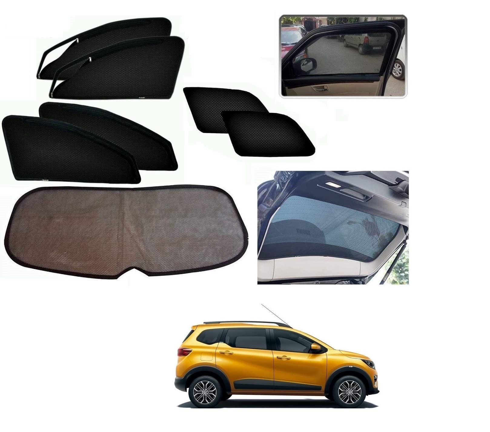 Auto Addict Car Zipper with Dicky Magnetic Sunshades Set of 7 Pcs (2 Zip,2 Non-Zip,2 Quarter,1 Rear) for Renault Triber