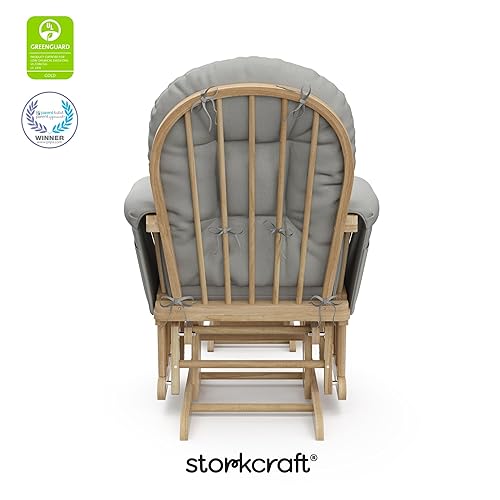 Miniatura 133 de Storkcraft Mecedora y otomana, cojín acolchado, bolsillo de almacenamiento, rodamientos de metal cerrados para un movimiento suave, fácil