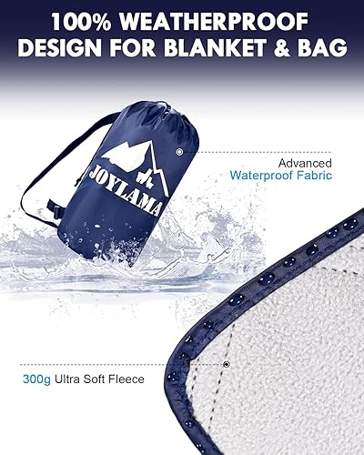 Miniatura 3 de Manta de campamento al aire libre, manta de forro polar impermeable para estadio con bolsa portátil, ligera para clima frío, deportes, mascotas,