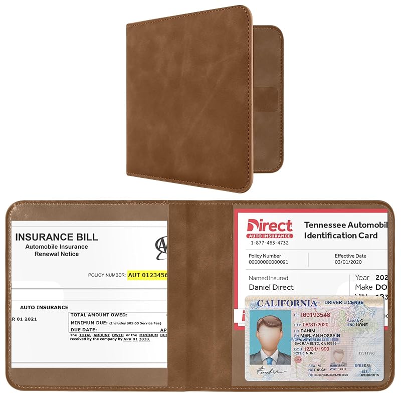 Porta-Documentos Automotivo CoBak para Registro e Seguro em Couro Sintético Marrom-Escuro
